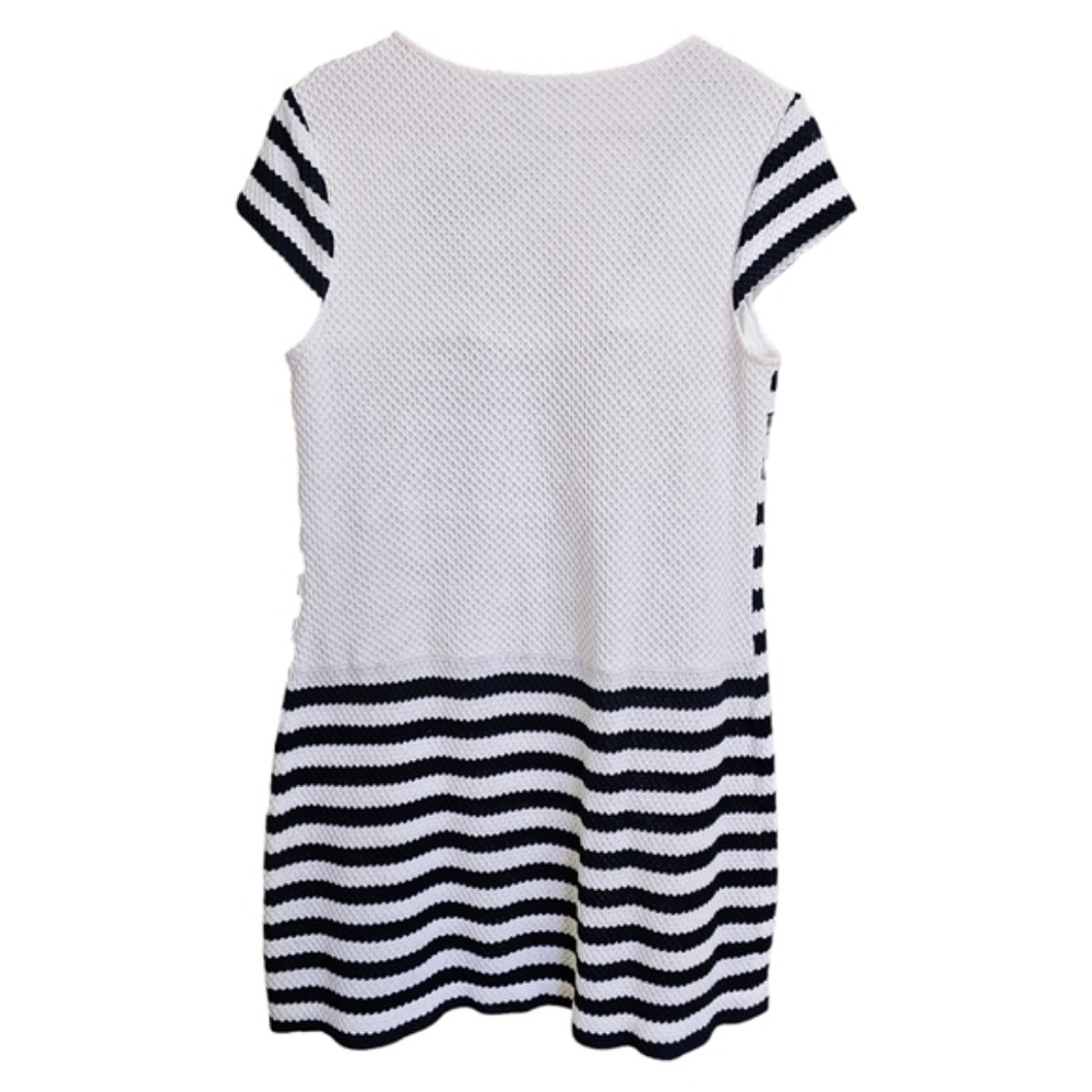 Diane Von Furstenberg Suji Honeycomb Knit Square Neck Striped Dress Size 14 - Picture 5 of 16